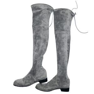 Kaitlyn Pan Boots 8.5 Gray Suede Tall Over The Knee Paisley Slim Fit Slouchy